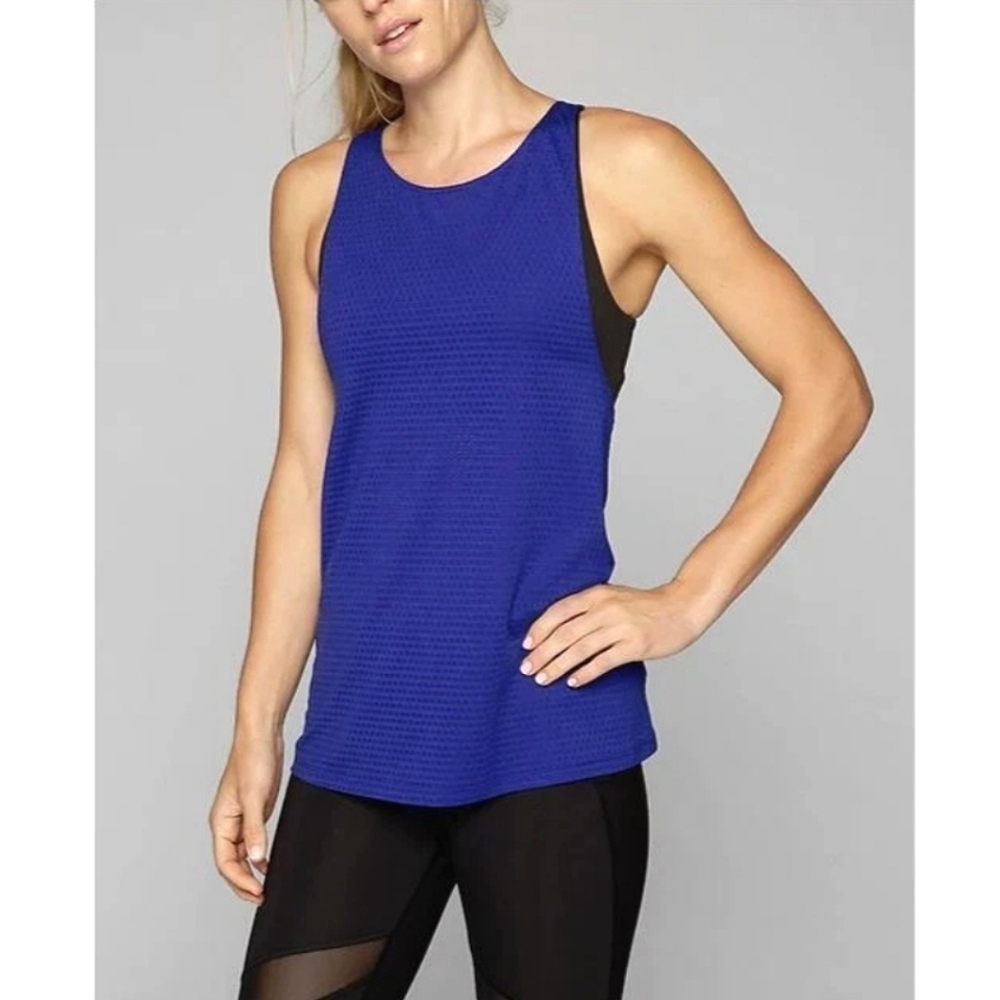 Athleta Tank Top Sculptek Support in Blue Black Size Small Workout Support Bra